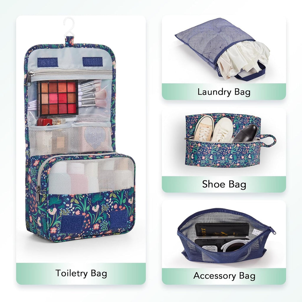 8 Set Compression Packing Cubes for Travel Essentials,Compressible Expandable Packing Cubes for Suitcase,OlarHike Luggage Organizer Bags for Travel(Dark Blue Floral)