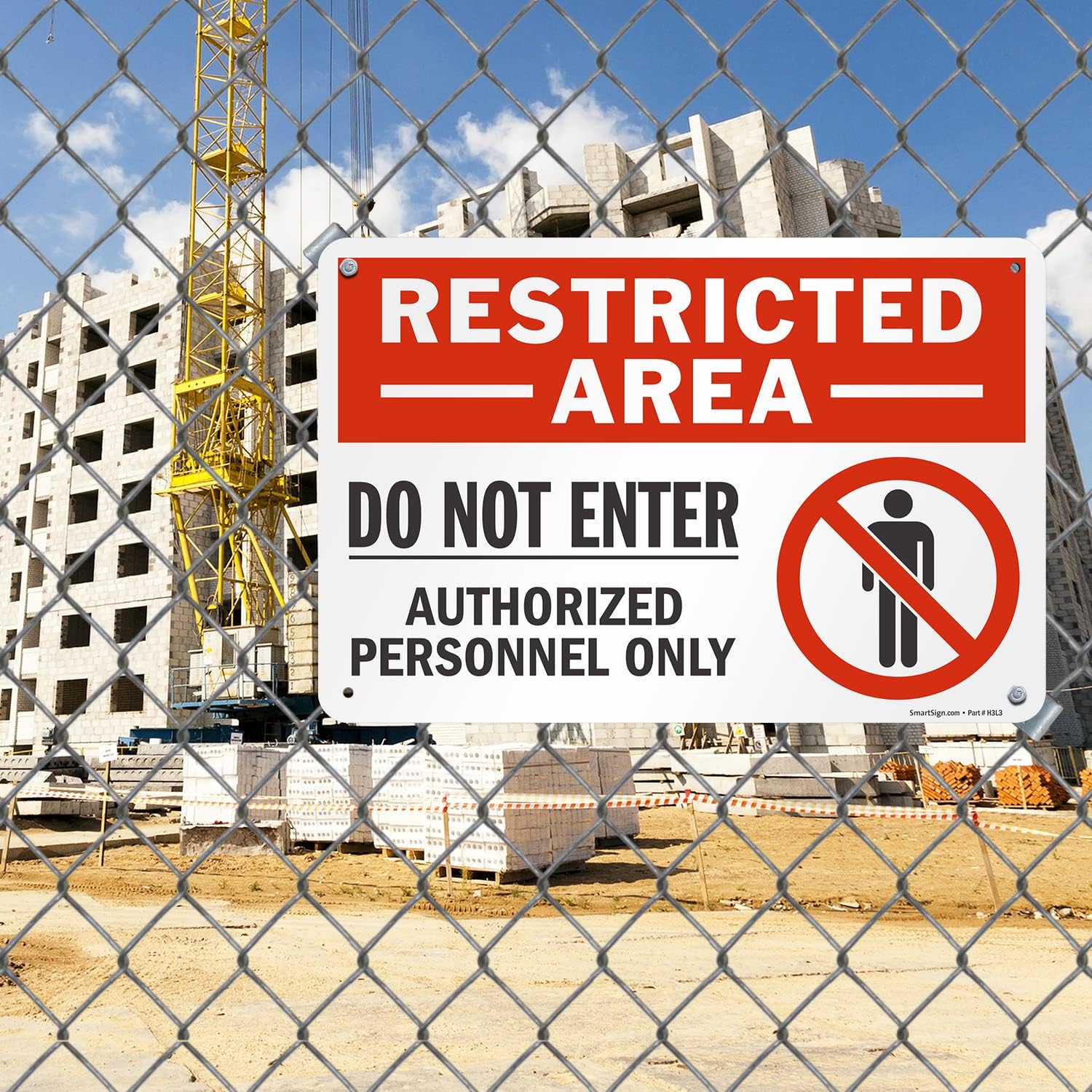 SmartSign 12 x 18 inch “Restricted Area - Do Not Enter, Authorized Personnel Only” Sign with Symbol, Digitally Printed, 55 mil HDPE Plastic, Red, White and Black, Made in USA