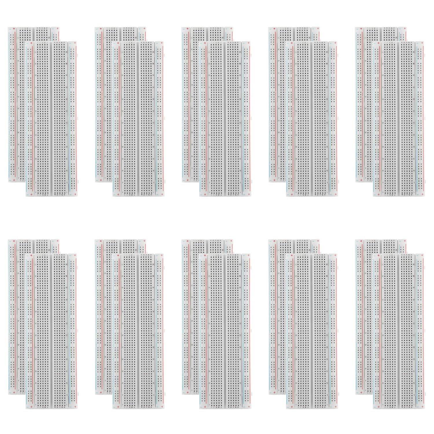 20 Pack Breadboard 830 Point Solderless Prototype PCB Board Kit, Breadboards Protoboard MB-102 for Proto Shield Distribution Connecting Blocks, Arduino DIY Electronics Kit