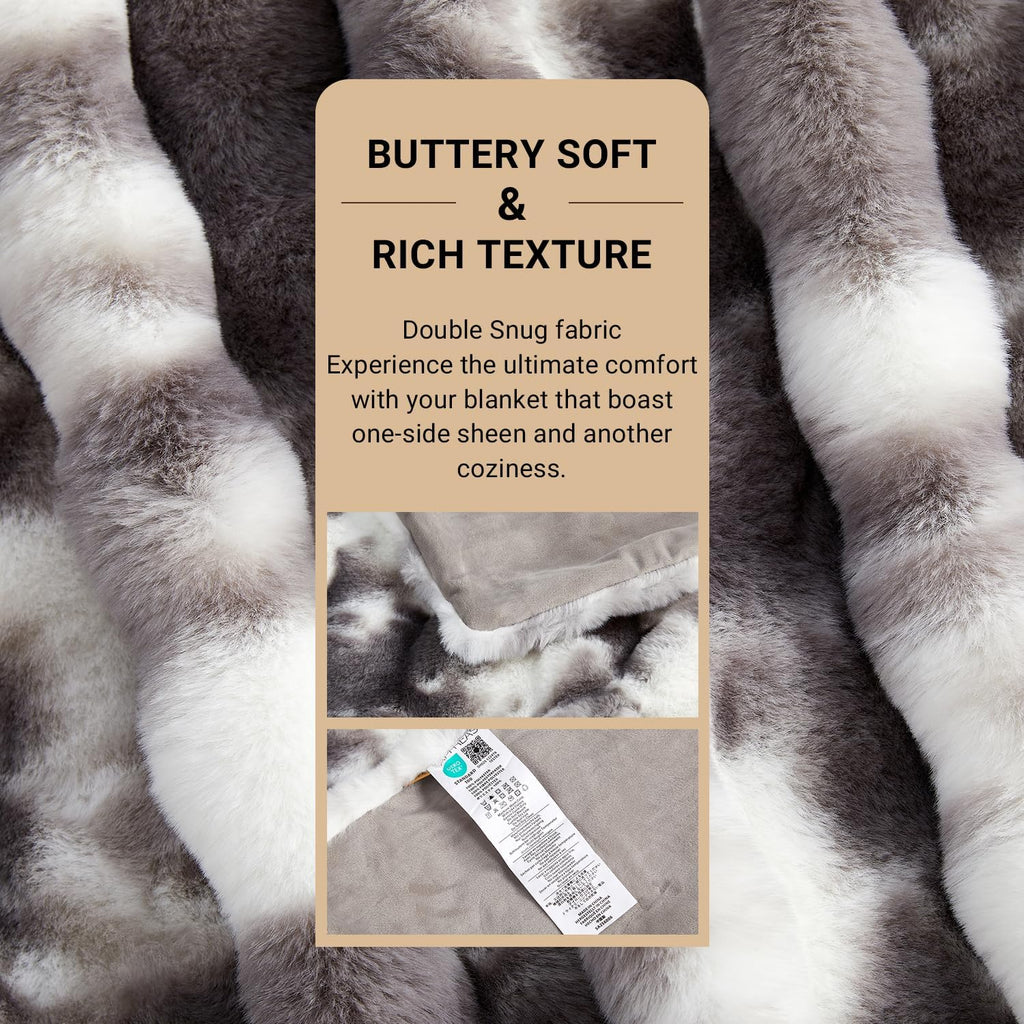 SAPHREAS Faux Fur Throw Blanket for Couch, Fluffy Fuzzy Bubble Blanket for Sofa Bed Living Room, Decor Soft Cozy Gifts for Women Men, 60x80” Tie Dye Grey