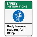 Safety Instructions Body Harness Required for Entry Sign, 24x30 Inches, 3M EGP Reflective .080 Aluminum, Fade Resistant, Made in USA by Sigo Signs