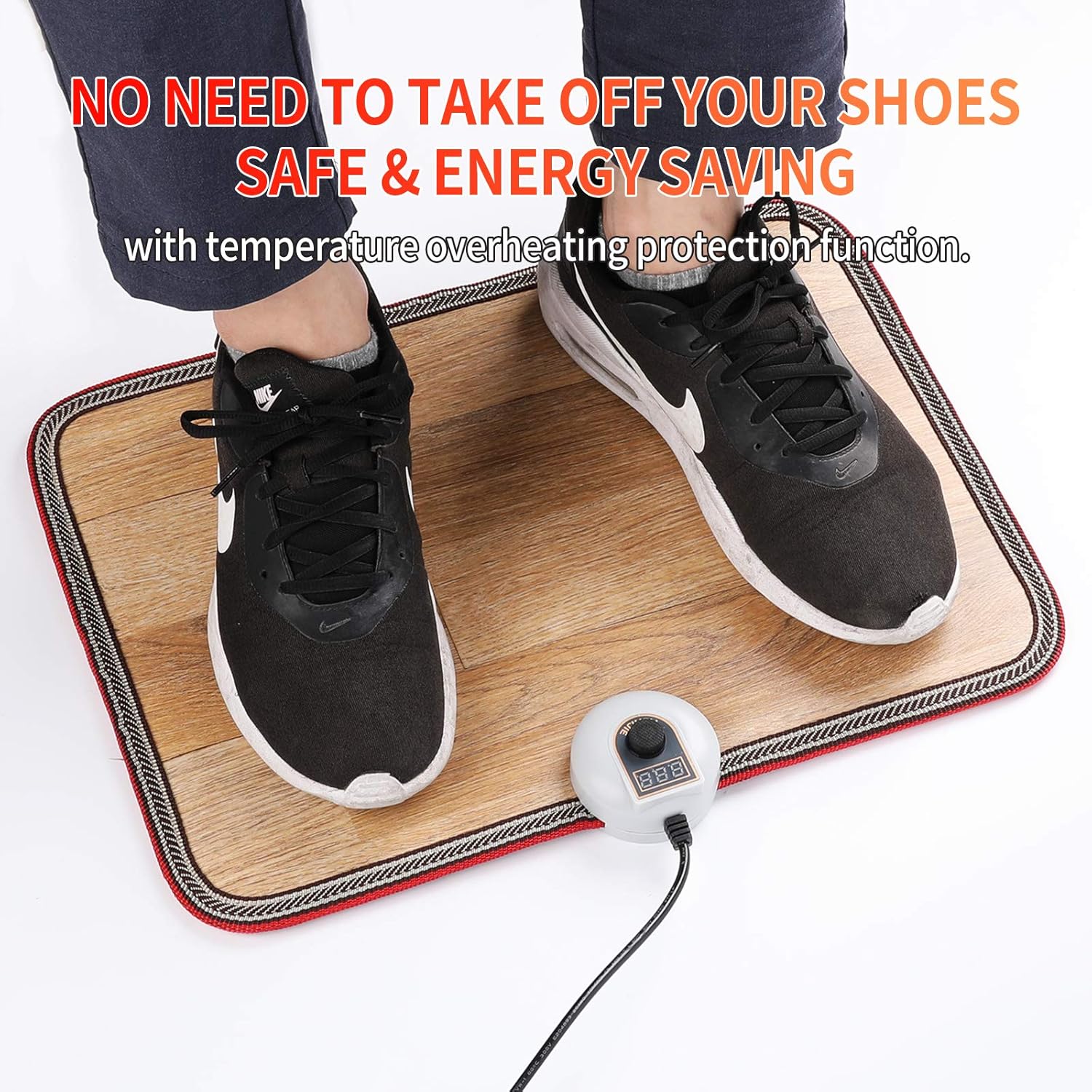 Electric Heated Floor Mats - AC 110V Foot Heater, Heated Foot Warmer Mat Under Desk for Office and Home