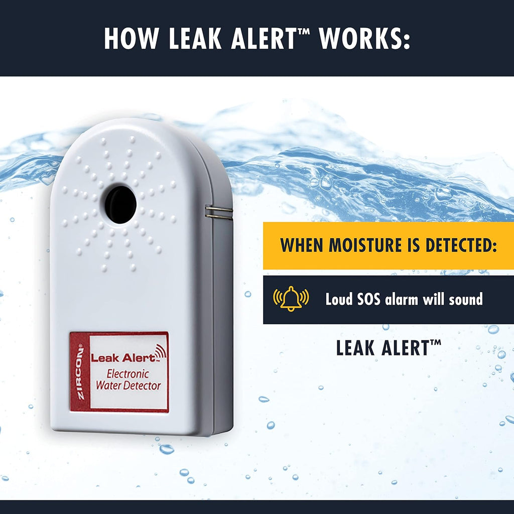 Zircon Leak Alert Electronic Water Leak Detector & Flood Sensor Alarm with 90dB Audio Dual Leak Alarms, 1 Pack,White