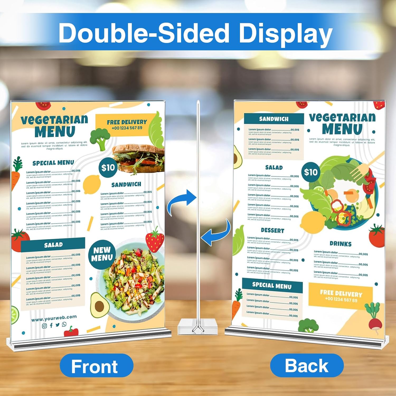 26 Pack Acrylic Sign Holder 4 x 6 Clear Display Table Signs Stand, Double Sided T Shape Flyer Holder Plastic for Picture Paper Frame Holder Home Office Menu Retail Show Fair