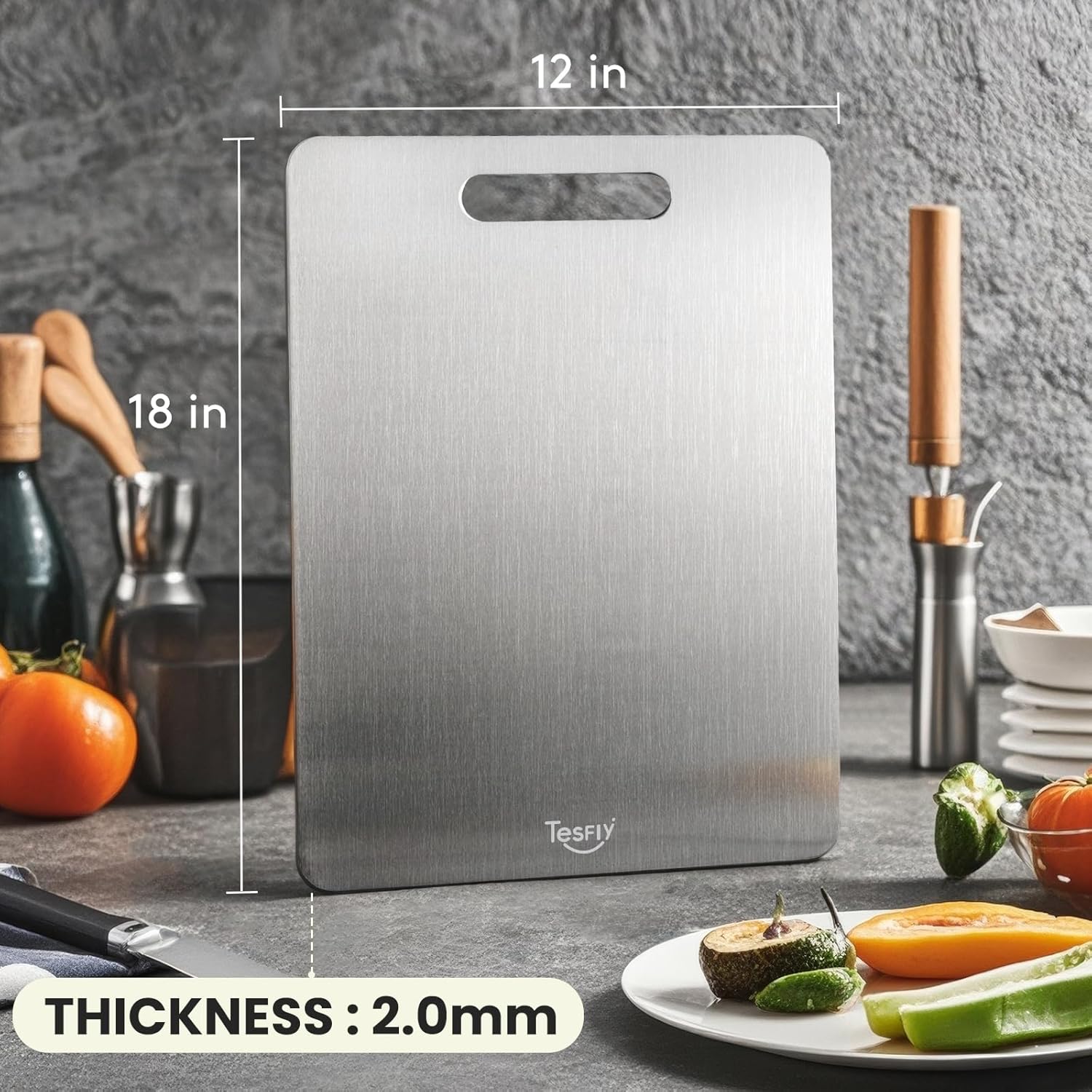2 Pack Titanium Cutting Board-100% Pure Titanium Cutting Boards For Kitchen, Dishwasher Safe, Easy to clean, Double-sided food-grade Cutting Board For Meats, Fruits And Vegetables (X-Large)
