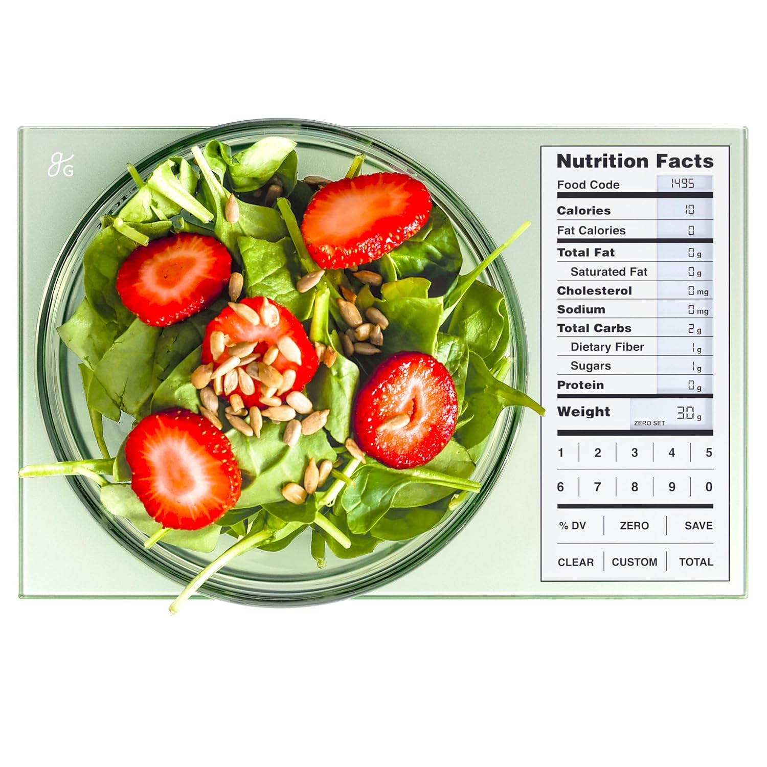 Greater Goods Digital Nutrition Scale – Accurate Macro and Calorie Tracking for Meal Prep, Weight Loss, and Healthy Eating | 2,000 Built-in Foods, Intuitive Nutrition Label Display, 11lb Cap, Green