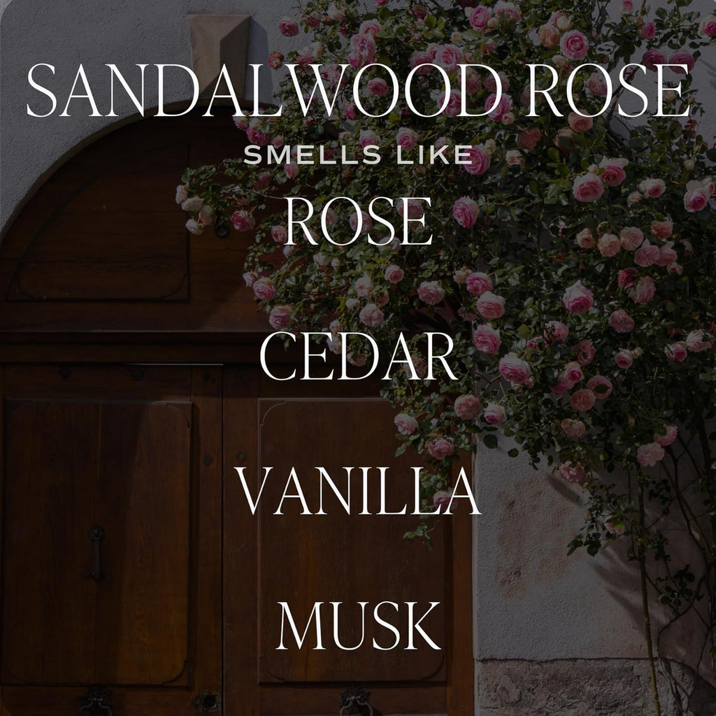 Sweet Water Decor Sandalwood Rose Reed Diffuser Set - Rose, Wood, Amber, Vanilla, & Musk Scented Diffusers - Scent Diffusers for Home, Long Lasting Fragrance, Made in The USA
