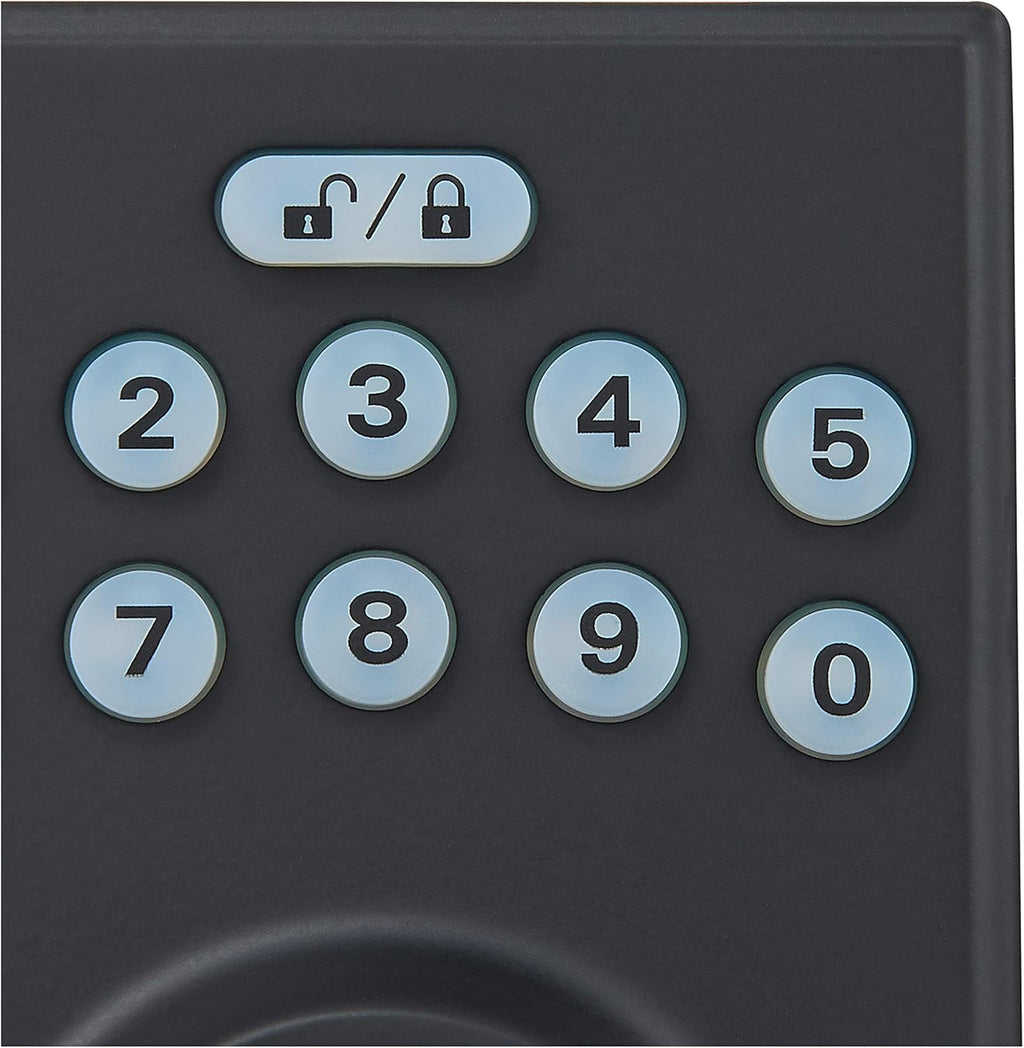 Amazon Basics Contemporary Electronic Keypad, Keyless Entry Door Lock Deadbolt with Handle Set, Key Pad Front Door with Knob, Contemporary Door Locks for Front Door, Door Handle, Matte Black, 1-Pack