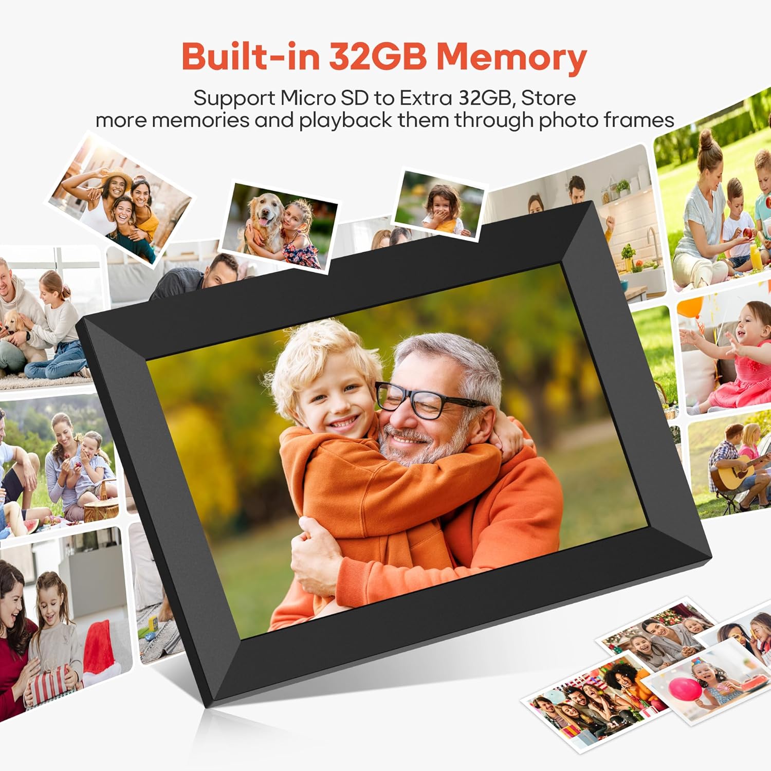 BIGASUO Digital Picture Frame, 10.1" Frameo Digital Frame WiFi with 32GB Memory, 1280x800 IPS Touch Screen, Send Photos/Videos from Your Phone Anywhere, Photo Gifts for Parents and Grandparents 4 Pack