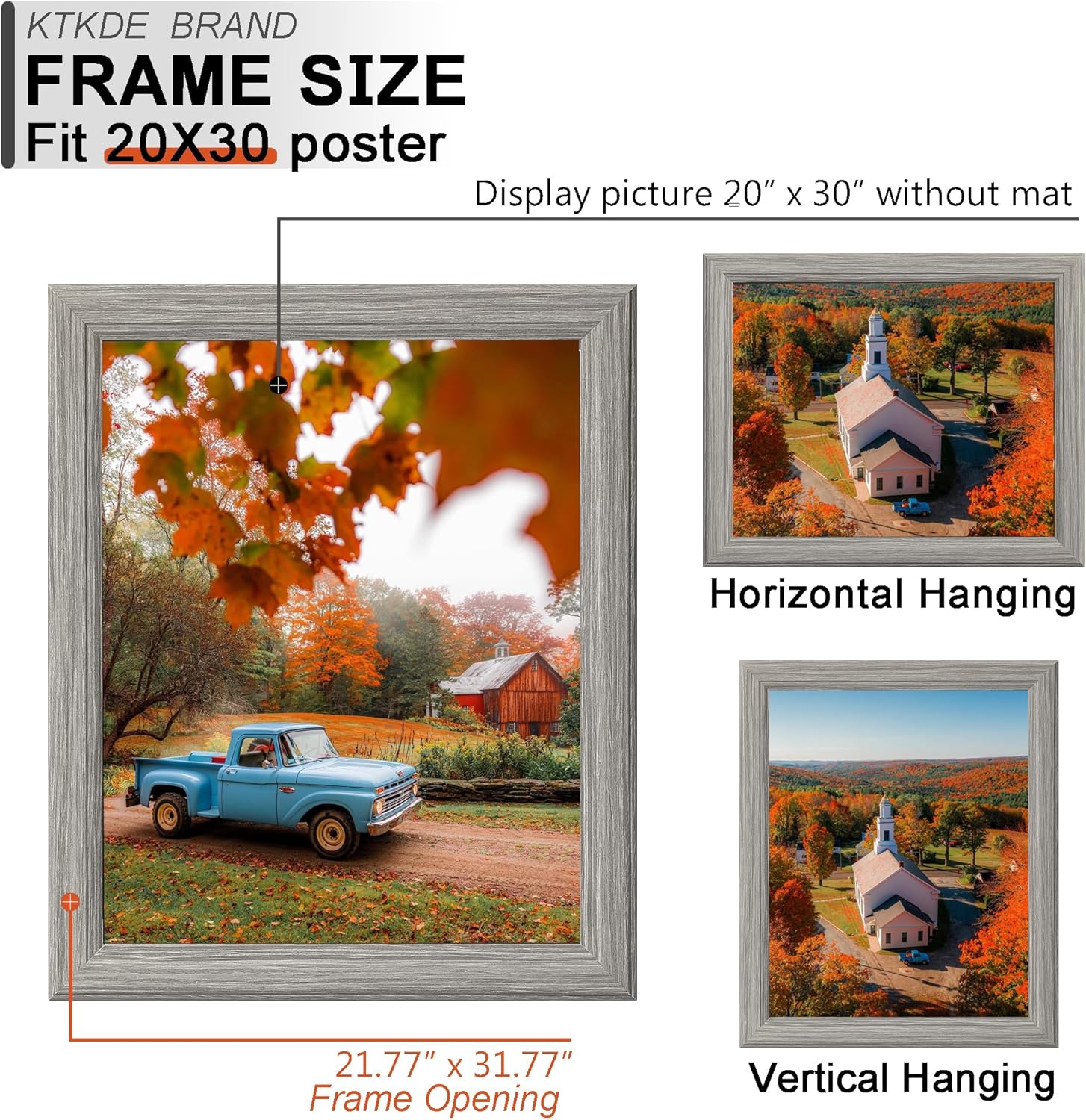 KTKDE Studio Gallery 20X30in Select picture Frame Set of 3, Grey Wooden frames Display Poster, Posters & Art Prints for Artwork Wall Vertical or Horizontal Display best gift