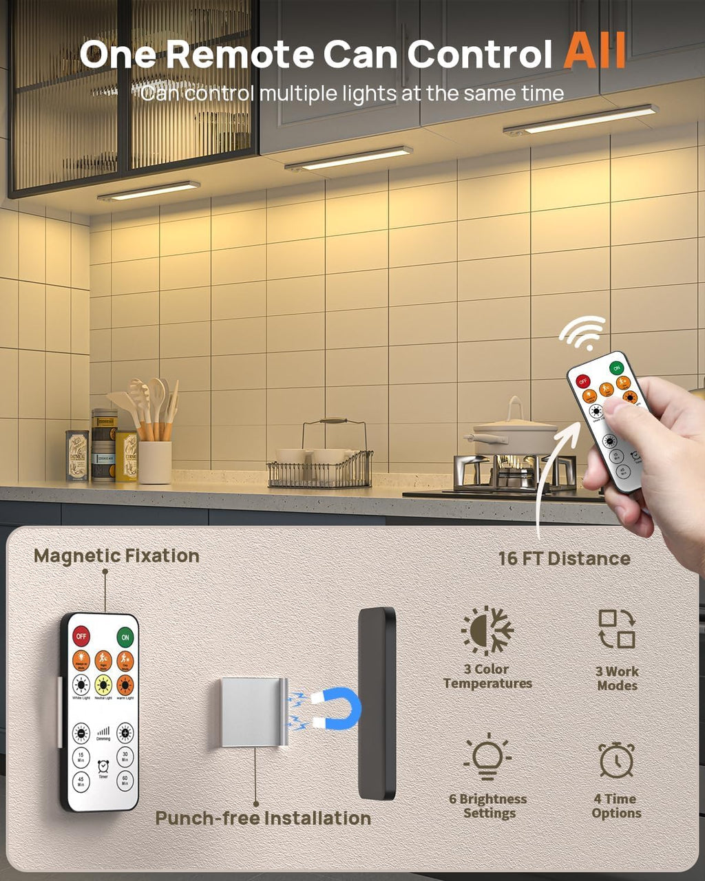 Under Cabinet Lights, 80 LED Motion Sensor Light Indoor,4000mAh USB Rechargeable Closet Light with Remote Control,3 Color Temps Wireless Under Counter Lights for Bedroom,Kitchen,Stairs,4 Pack