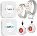 CallToU Caregiver Pager Wireless Call Button Nurse Alert System 500+ Feet for Home/Elderly/Patient/Disabled 2 Plugin Receiver 2 Waterproof Transmitter 2 Watches Transmitter