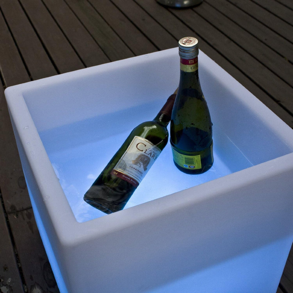 Mr.Go 16-inch SEMI-Storage LED Light Cube, Rechargeable RGB Color Changing Glowing Cube Cabinet Container End Table Ice Bucket Flower Pot Planter