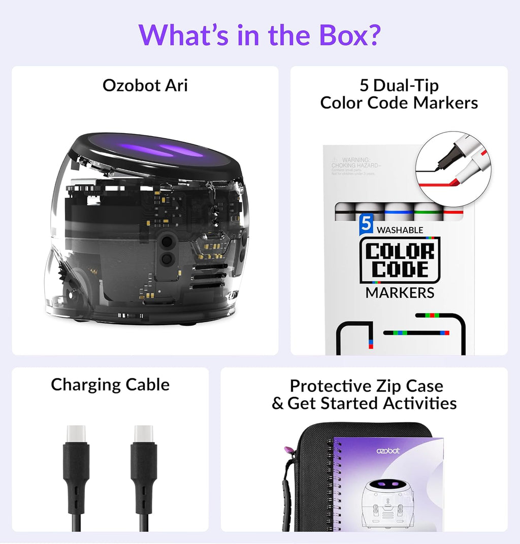 Ozobot Ari Entry Kit | Interactive Learning Robot with Touch Screen, ToF Sensor, Accelerometer, Gyroscope, and AI Integration | Hands-On STEM Education for Classrooms and Homeschool