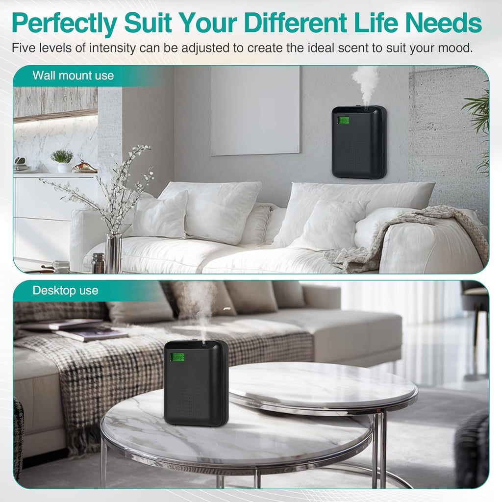 Scent Air Machine Starter Kit – Waterless Diffuser for Home & Commercial Use, Hotel Scent Diffuser Includes 100ml Essential Oil, WiFi/Bluetooth Control, 2000 sq.ft Coverage, Wall-Mount & Desktop