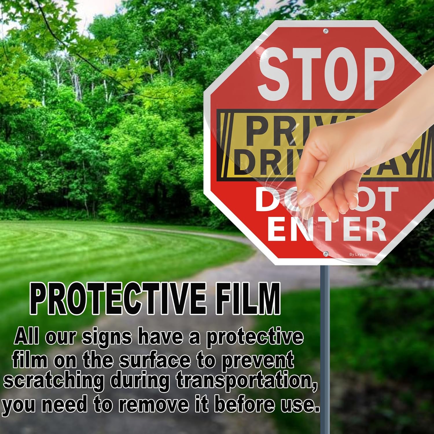 Stop Sign, Do Not Enter Private Driveway Sign, 12" x 12" x 0.04" Reflective Aluminum sign, Fade Resistant Durable UV and Octagon Shaped, Easy Mounting 2Pack