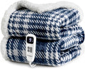 Heated Blanket Electric Throw-50''x60''Ultra Soft Cozy Plaid Flannel Fast Heating Electric Blanket with 10 Heat Levels & 10 Hours Auto Off, ETL Certified, Keep Warm in Couch Bed Office(Navy)
