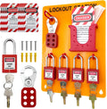 JOJOMARK Lockout Tagout Station Metal Kit with Lock Out Tag Out Loto 2 Hasps, 20 Tags, 20 Nylon Cable, 5 Locks with Number 1-5 (Orange Board kit)