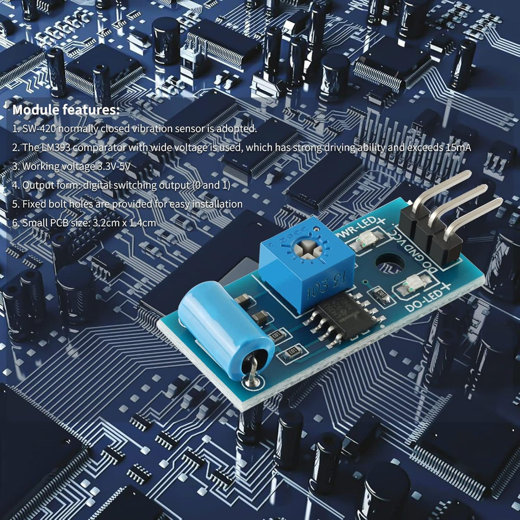 5Pcs SW-420 Vibration Sensor Module Vibration Switch Alarm Sensor Module for Arduino