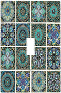Decorative Light Switch Cover Mandala Decorative Rustic Vintage Turquoise Pattern 1 Gang Single Toggle Device Electrical Faceplate Switchplates Decorator Outlet Wall Plate for Bedroom Bathroom