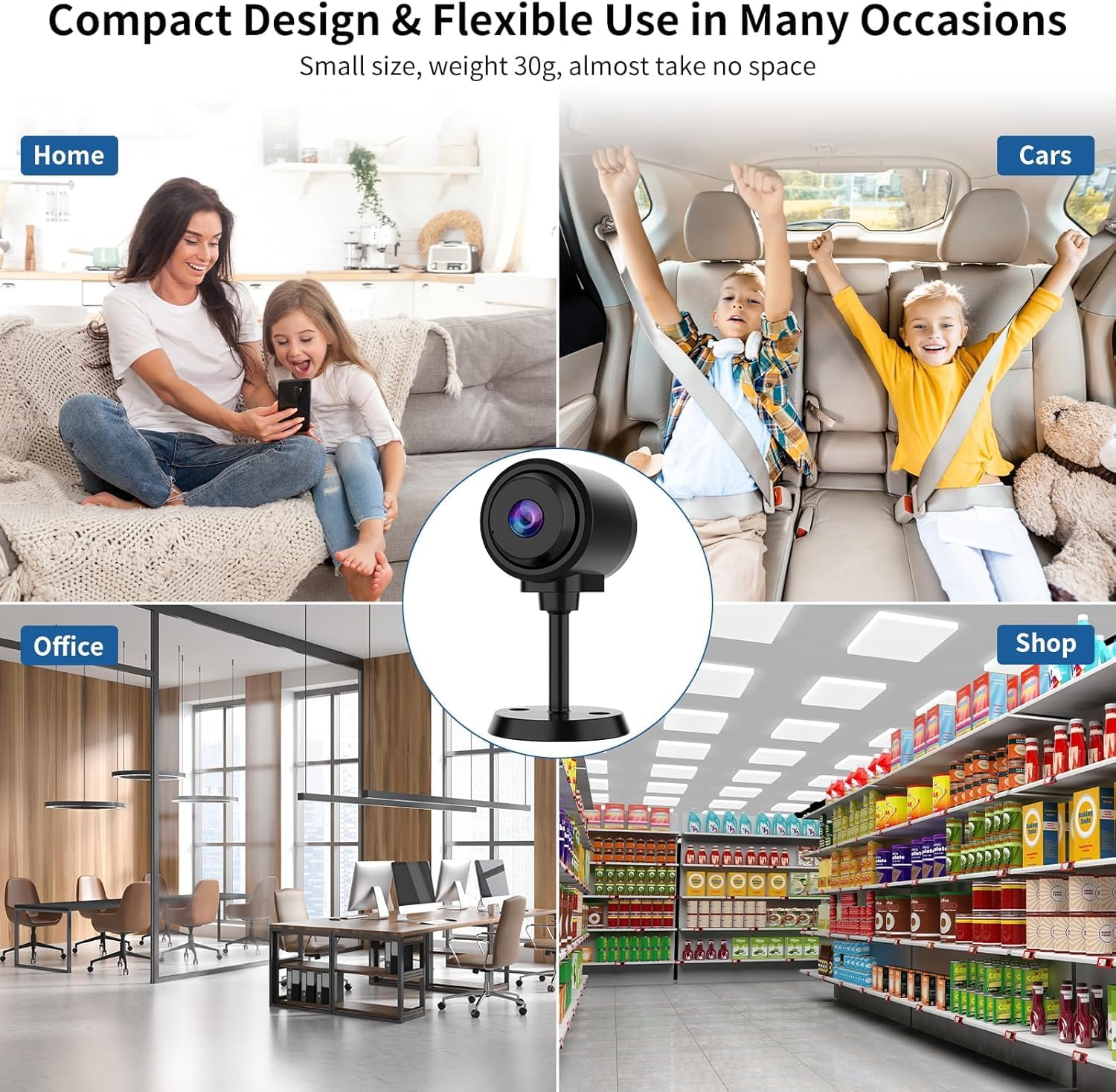 VSTARCAM Tiny Camera for Home Security 1Pcs, 2.4GHz WiFi Portable Battery Operated with IR Night Vision, Human Detection, 136° Wide Angle, Baby Monitor Small Motion Activated Camera