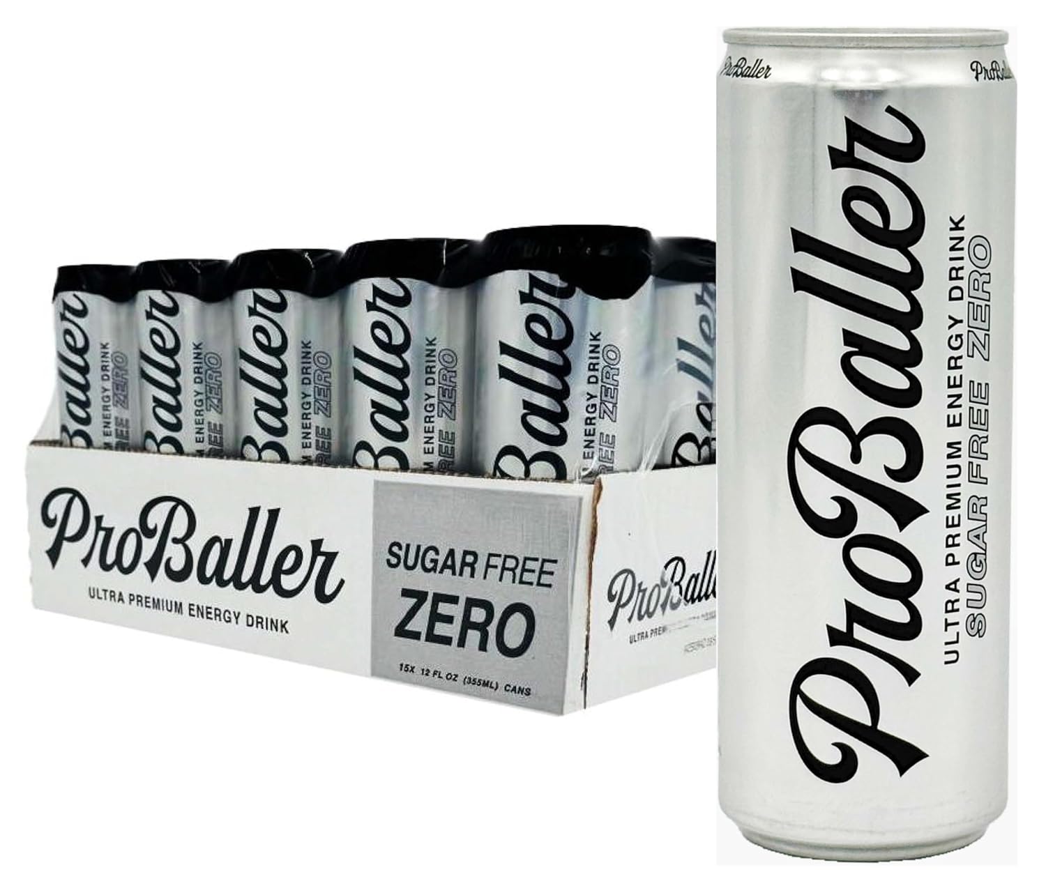 ProBaller Ultra Premium Zero Sugar Energy Drink - Natural & Clean NSF Certified Sport Drink with Amino Acids, Taurine, Biotin, Vitamin B 12 Methylcobalamin, & Electrolytes - 15 Pack - Citrus
