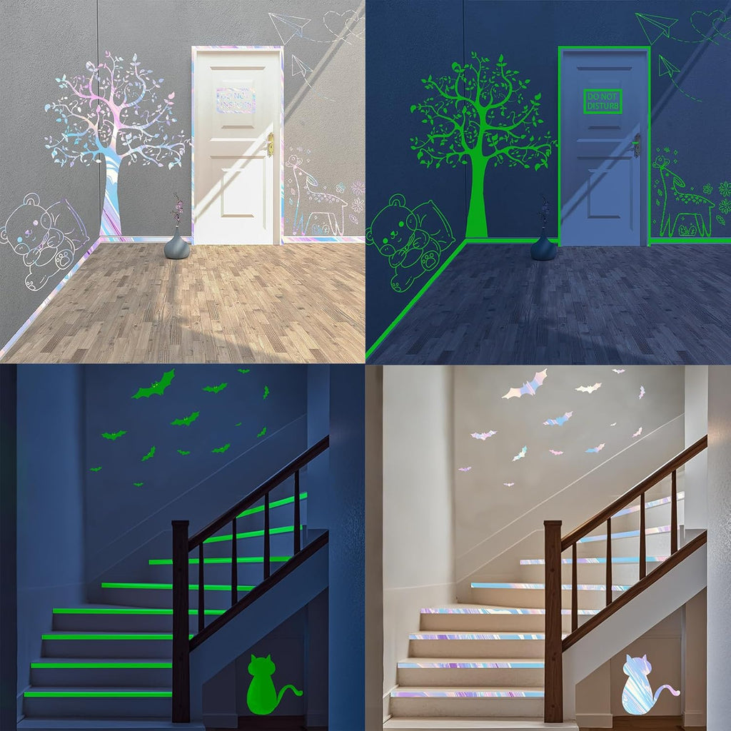Glow in The Dark Tape - 33 FT X 1 Inch Fluorescent, Waterproof Luminous Reflective for Stairs, Walls, Steps, Exit Sign, Theatres, Staged & Dark Areas
