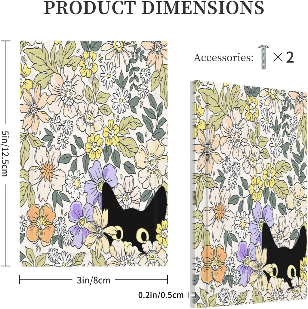 Decorative Light Switch Plate Covers Cute Black Cat in a Flower Patch Botanical Garden 1 Gang No Device Single Blank Outlet Covers Wall Plate Light Switch Covers for Bedroom Home Decor