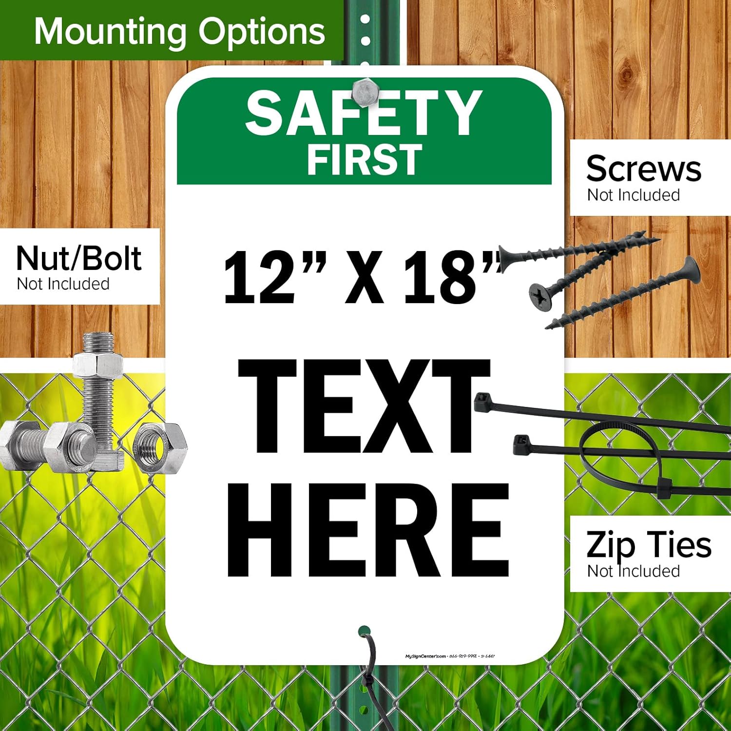 Custom Safety First Sign, OSHA Sign, 12x18 Inches, Rust Free .063 Aluminum, Fade Resistant, Made in USA by My Sign Center