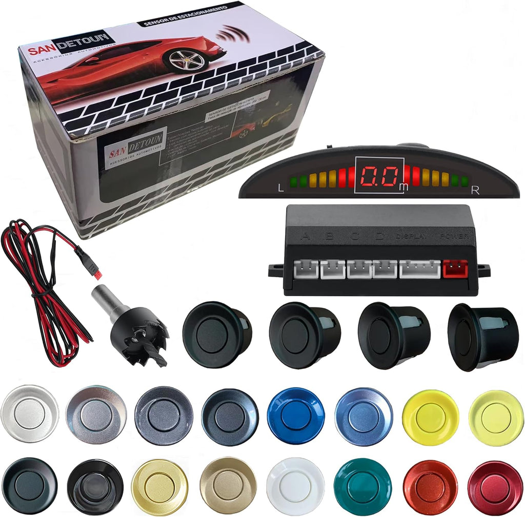 Parking Sensor Kit Backup Sensor Kit Reverse Sensor for Car 18 Color Options for Probes Adjustable Alarm Volume Professional Sensore de Reversa para Carro Safe Driving Assistant(Matte Black)