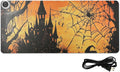 Heated Desk Pad Mouse Pad 31.5x13 Inch PU Leather Desk Mat with 3 Heat Levels Large Mouse Gaming Computer Laptop Mat Orange Witch Castle Halloween