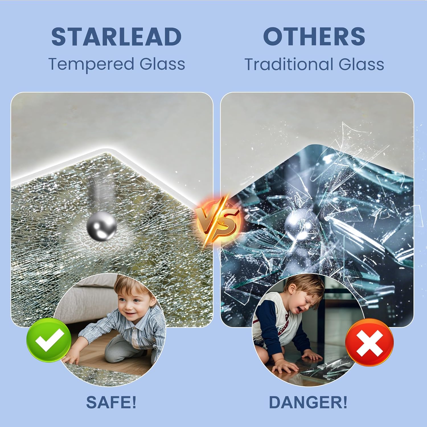 STARLEAD 36"x36" LED-Bathroom-Mirror-with-Lights, Wall-Mounted with Bluetooth Speaker, Anti-Fog, 3 Color Temperature, Dimmable Brightness, Waterproof, Tempered Glass, Frontlit & Backlit