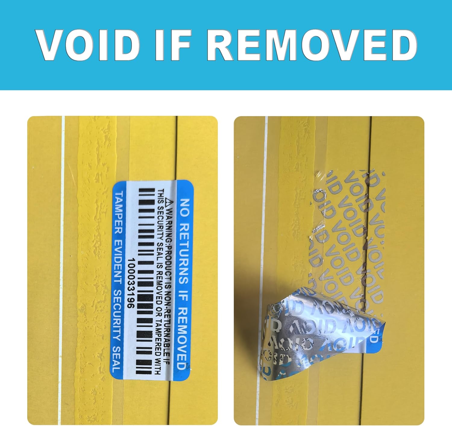 Tamper Evident Proof Barcode Stickers with Individual Serial Number Security Warranty Void Sticker,Sealing Label for Package(120pcs 2x0.8in Blue Matte Silver)
