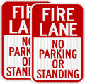 2 Pack- Fire Lane No Parking Or Standing Sign, 18" x 12" Heavy-Duty Aluminum Fire Lane Sign, UV Protected, Reflective, Weather Resistant, Waterproof, Durable Ink, Easy to Mount