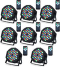 Dj Lights, 8 Pack 36 LED Par Lights Stage Lights with Sound Activated Remote Control & DMX Control, Stage Lighting Uplights for Wedding Club Music Show Christmas Holiday Party Lighting