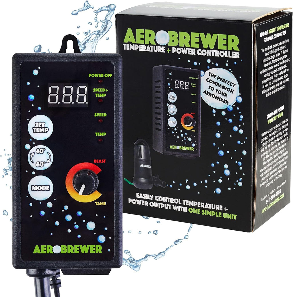 AEROBREWER Temperature + Power Controller -Variable Speed Controllers for Electric Motor Water Pump, +/- 3 Degree Temperature Controller, Variable Motor Speed Controllers for Mixing and Aerating