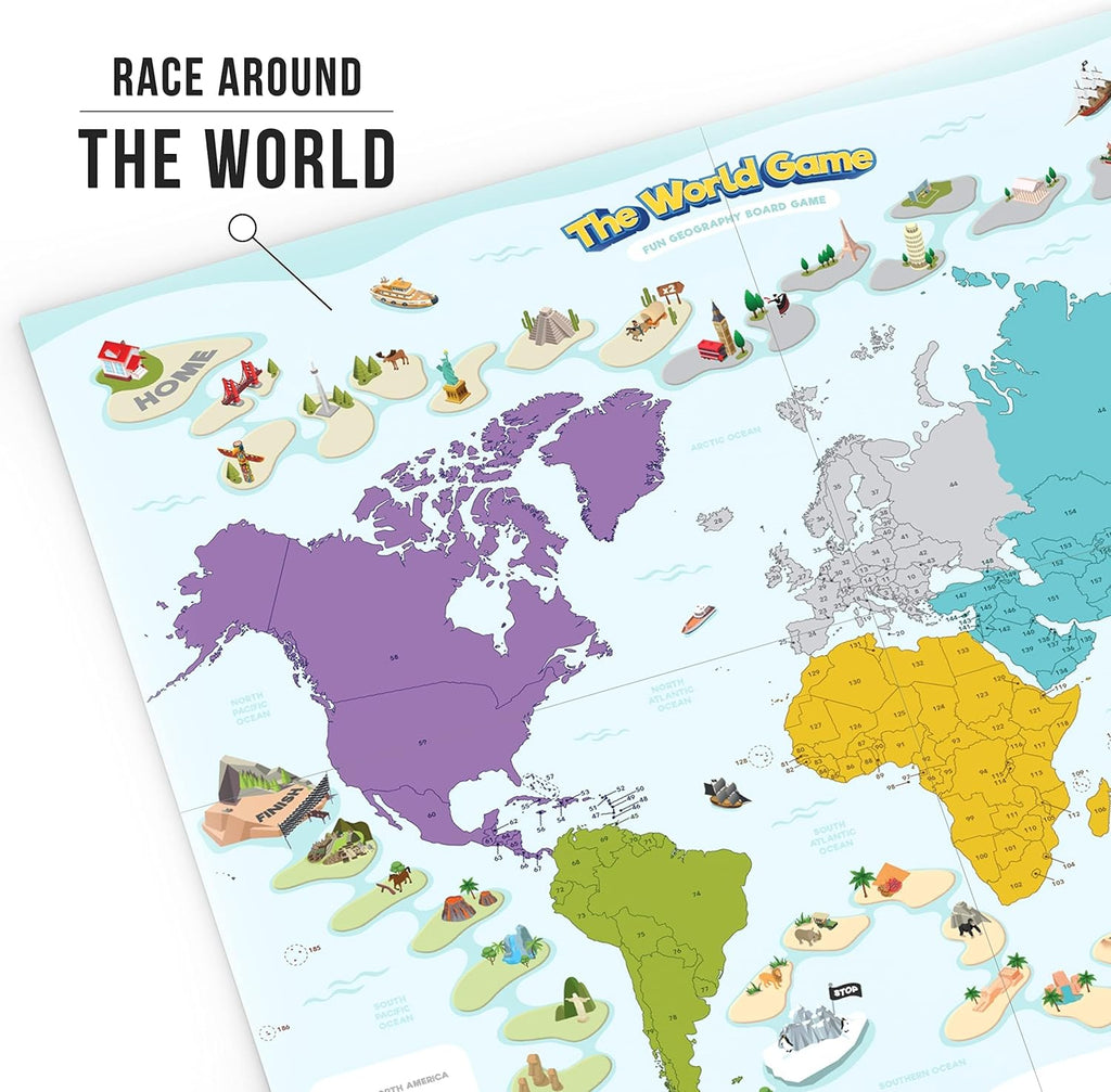 The World Game - Fun Geography Board Game - Educational Game for Kids & Adults - Cool Learning Gift Idea for Teenage Boys & Girls, 2-5 Players