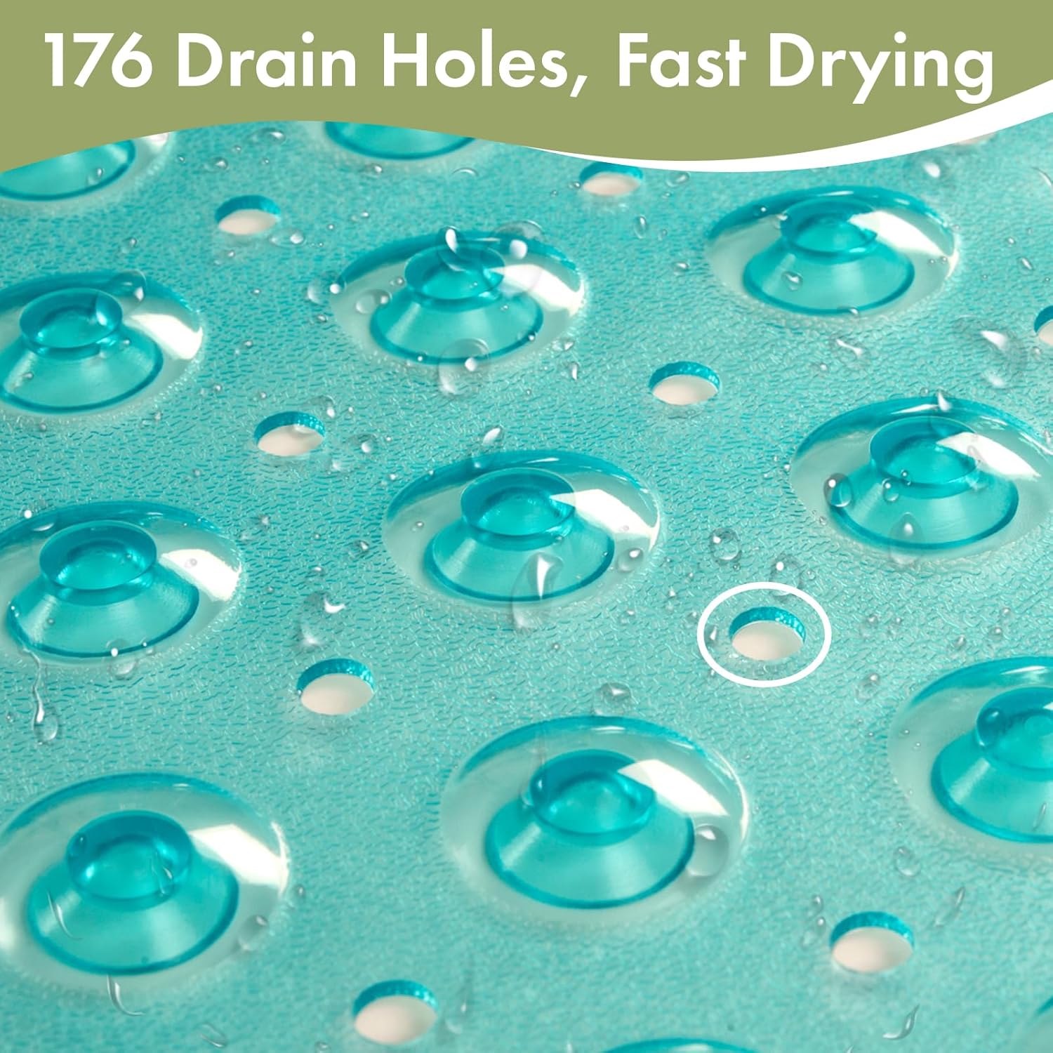 AmazerBath Shower Mat Non Slip 40 x 16 Inches, Shower Stall Mats with Suction Cups and Drain Holes, Non Slip Bath Mat for Tub for Elderly & Kids, Clear Green