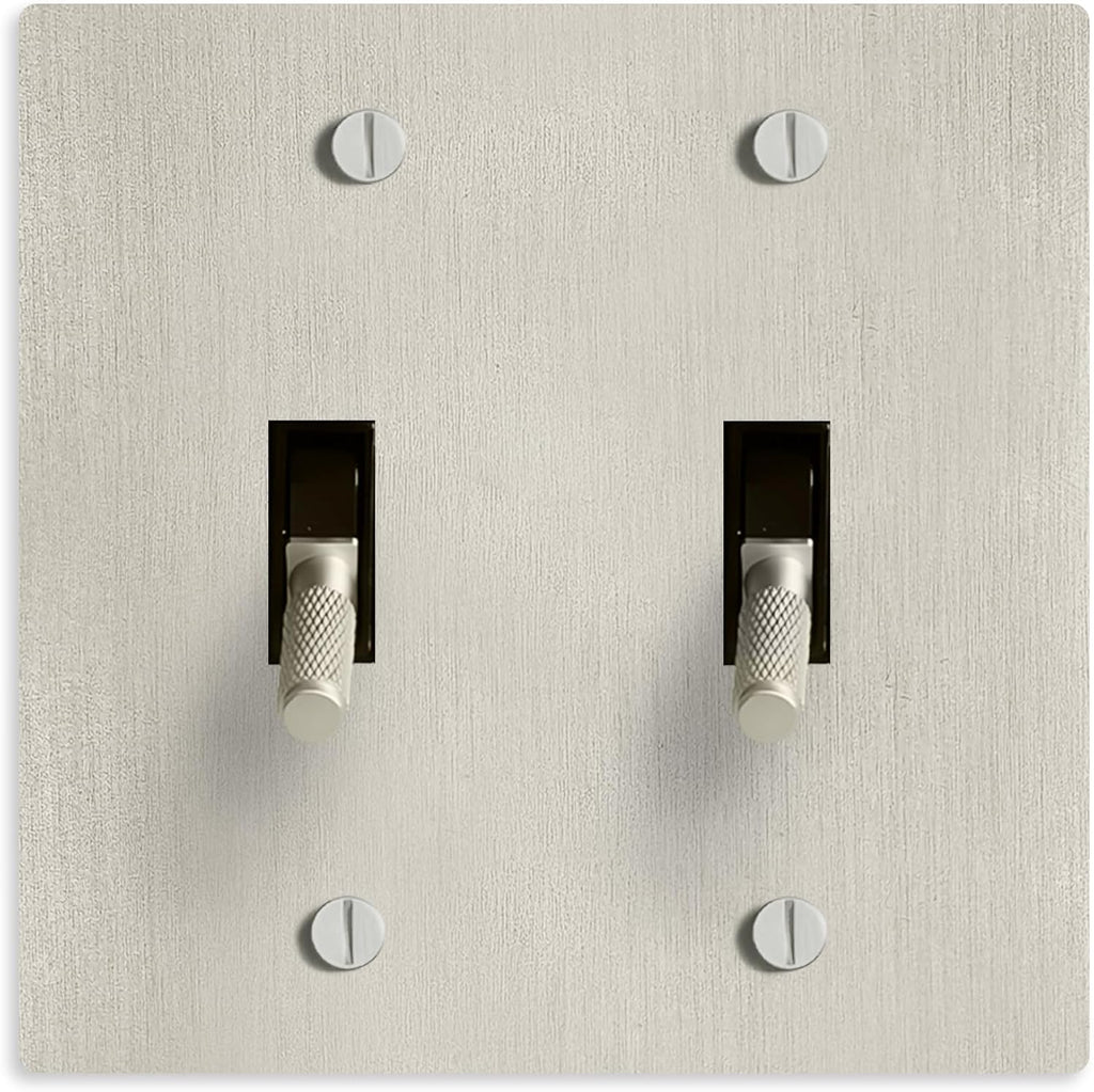 Select 15A 120V AC 2-Gang Toggle Switch, Vintage Satin Nickel Plated Single Pole 3 Way Compatible Wall Mount Toggle Switch, Included Faceplate & Switch Module, UL Listed