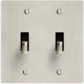 Select 15A 120V AC 2-Gang Toggle Switch, Vintage Satin Nickel Plated Single Pole 3 Way Compatible Wall Mount Toggle Switch, Included Faceplate & Switch Module, UL Listed