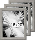KTKDE 16x20 Picture Frame Set of 3,Studio Gallery 16 by 20 Poster Frame Gray Wooden, Large Frame for Photos, Posters - Art Prints best gift