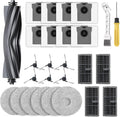 25Pcs Replacement Accessories Kits for Dreame X40 Ultra Complete L40 Ultra X40 Master and P10 Pro Ultra - 1 Main Brush, 4 Filters, 6 Mop Pads, 8 Dust Bags, 6 Side Brush, 1 Clean Brush, 1 Screwdriver