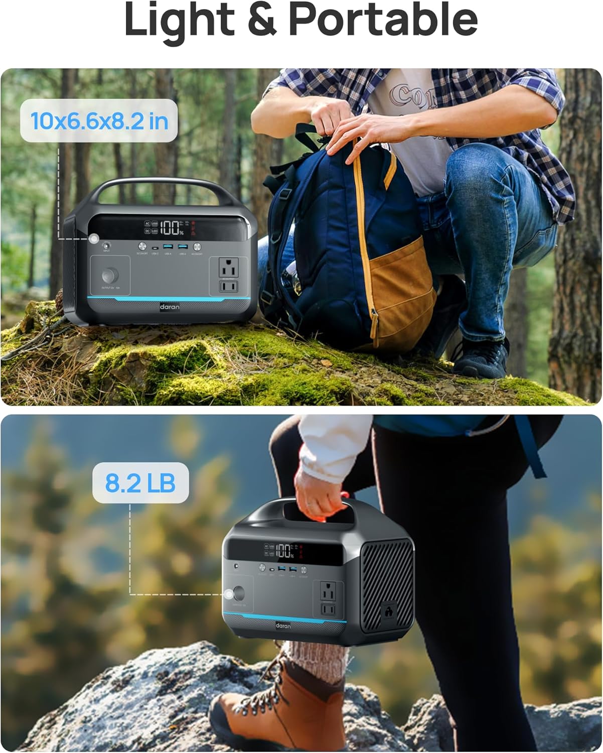 Portable Power Station 90,000mAh, 288Wh LiFePO4 Battery Backup w/ 2× 350W (600W Surge) 110V Pure Sine Wave AC Outlets, Solar Generator for Home Backup, CPAP, RV, Camping, Off-Grid & Emergency Power