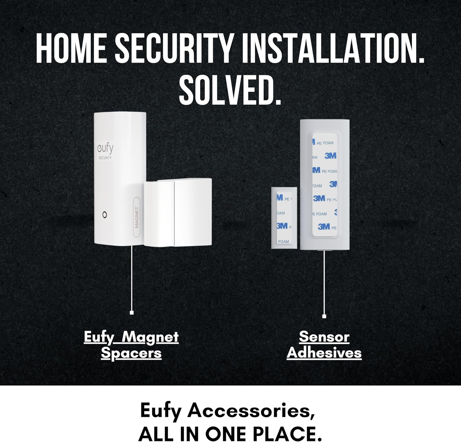 Contact Sensor Adhesive - Compatible with EUFY Sensor | Mounting Tape Replacement Pads | Works with Door, Window, Wall Alarm Sensors | Easy Mount, Peel and Stick (10 Pack - Small and Large)