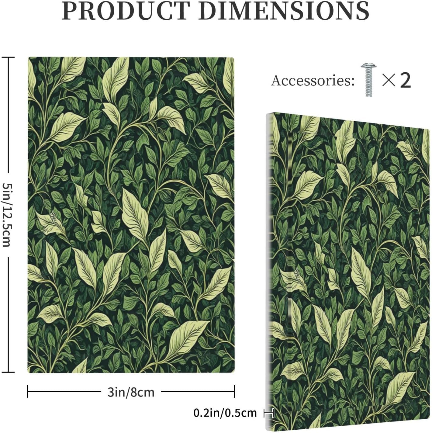 Vintage Green Plant Leaves 1-Gang No Device Blank Wallplate Electrical Light Switch Covers Decorative Receptacle Face Plate Cover for Bathroom 5 X 3 IN