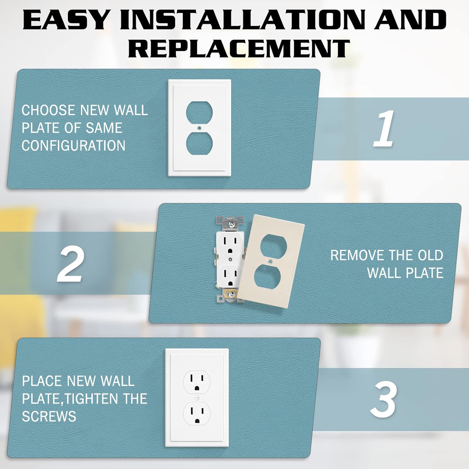 1-Gang Modern Edge Decorative Wall Plate Cover Switch Outlet Single Duplex Electrical Faceplate for Light Switches, Smart Switch, GFCI, Dimmers, Receptacle, USB Outlet (4 Pack, Single Duplex)