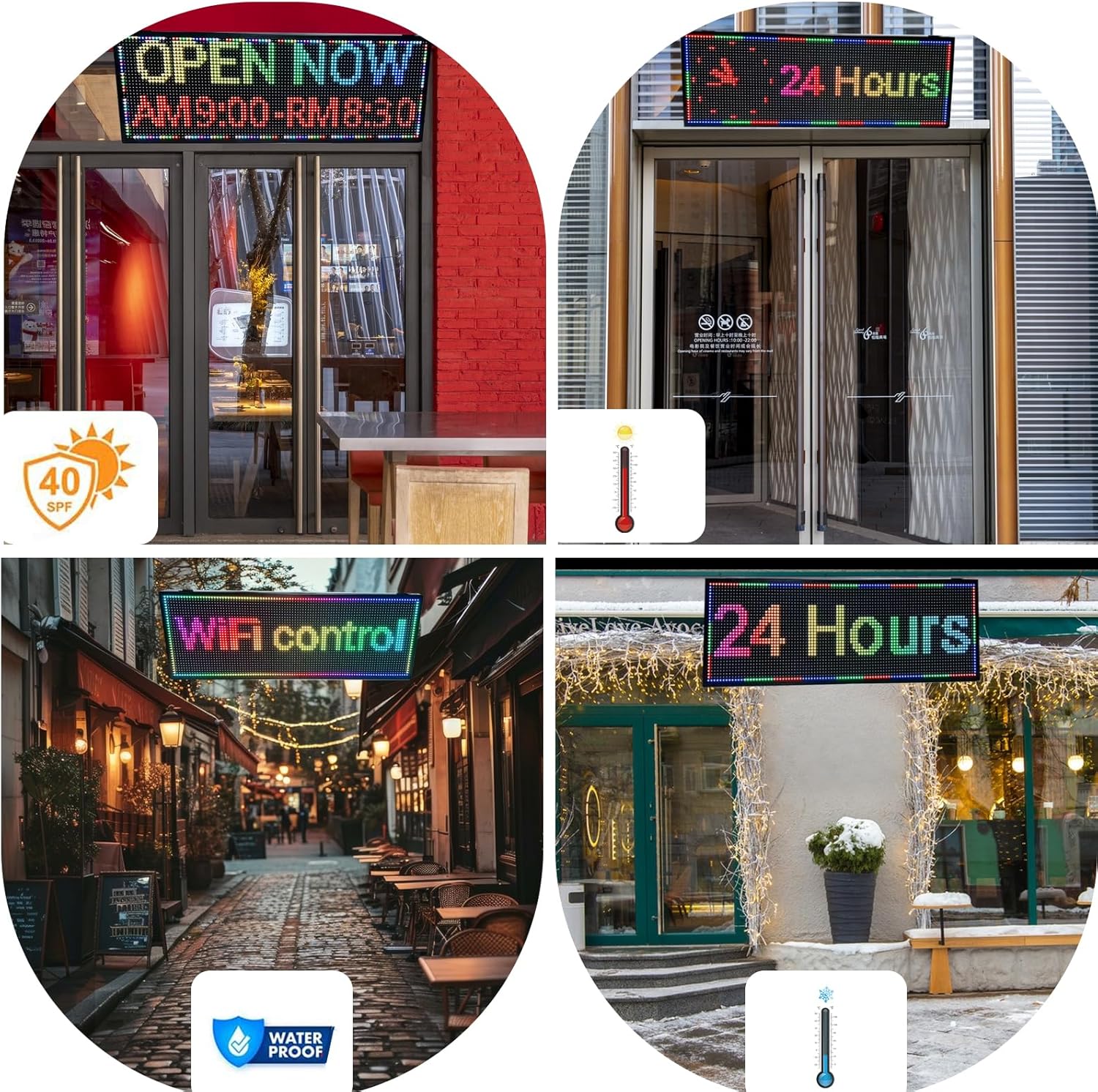 Scrolling Programmable Led Sign Outdoor Digital Word Led Pantalla Para Publicidad Usb Wifi Bright Advertising Enabled Control Display Small Message Board Lights 39"×14"