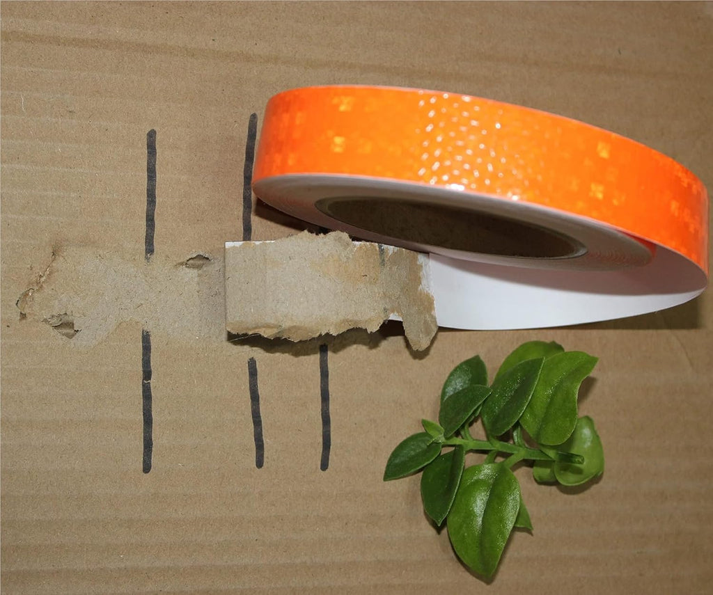 Orange Reflective Tape Outdoor Waterproof 1 inch Wide, High Visibility Industrial Marking Tape, Safety Adhesive Stickers (68 feet,5 Rolls)