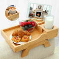 Bamboo Couch Cup Holder, 4 in 1 Couch Arm Trays with 360°Rotated Phone Holder, Non-Slip Clip on Side Table for Drinks/Remote/Snacks, Ideal Gift for Husband, Wife, Parents