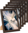 KTKDE 5x7 Picture Frame Set of 5, Wooden frames Walnut, Vertical & Horizontal Wall Hanging for Wall or Tapletop Display,Studio Gallery Photo Frame for Photos, Posters & Art Prints